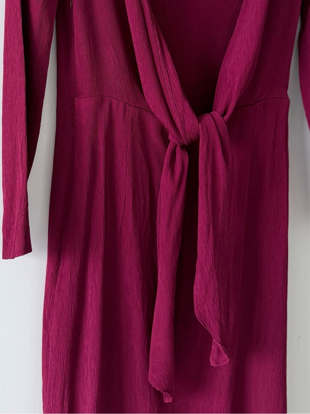 Massimo Dutti Burgundy Open Back Dress Tie Back Cocktail Party Wedding Guest - Picture 10 of 16